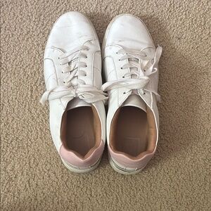 Women's White and Pink Sneakers
